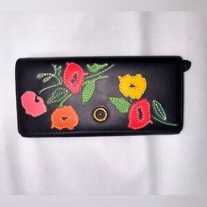 Lauren Ralph Lauren- Floral Embroidered Black Wallet